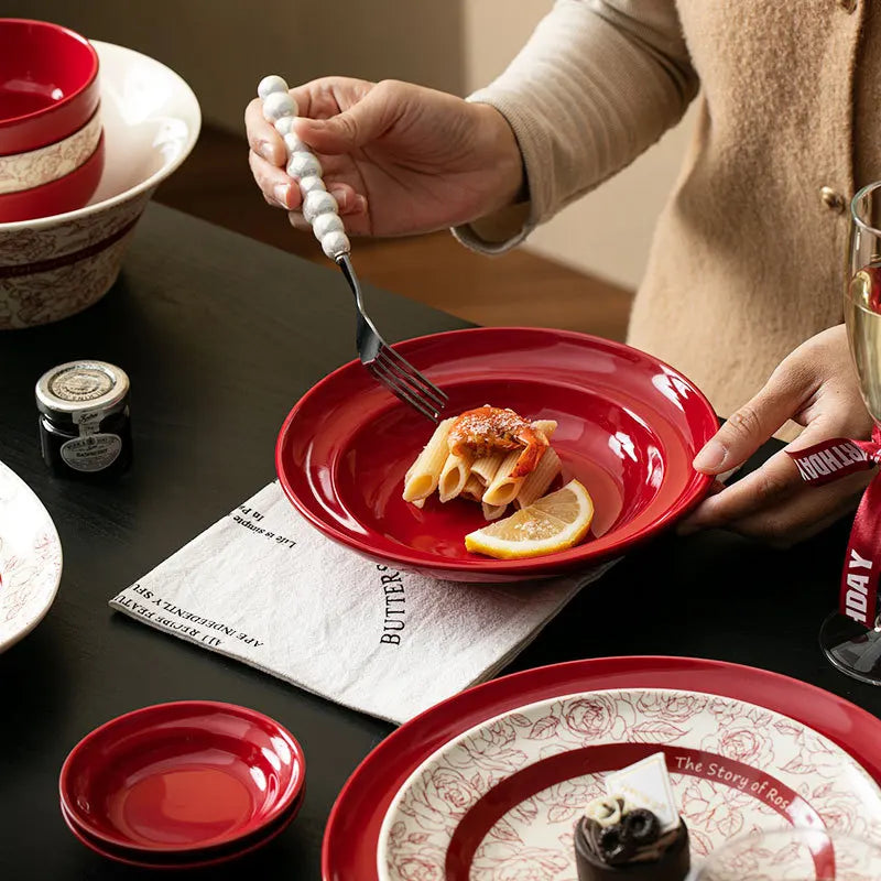Vaisselle en Porcelaine Haut de Gamme – Set Complet avec des assiettes et bols élégants pour le service des plats