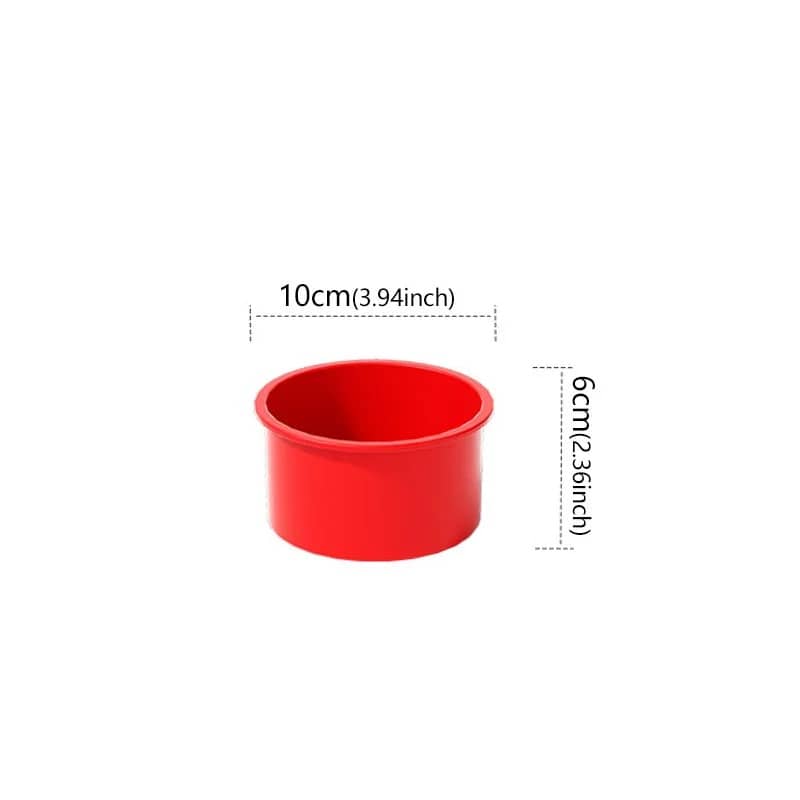 Moule à gâteau en silicone rouge de 10 cm de diamètre pour la pâtisserie facile.