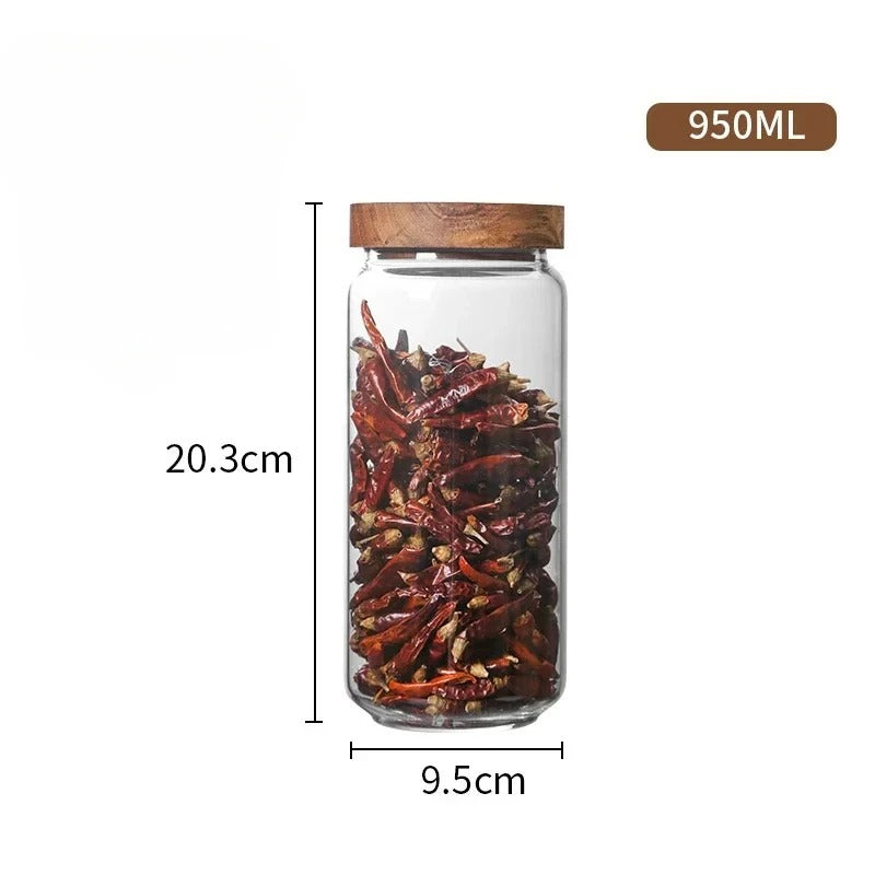 Bocal de Conservation en Verre avec Couvercle en Bambou
