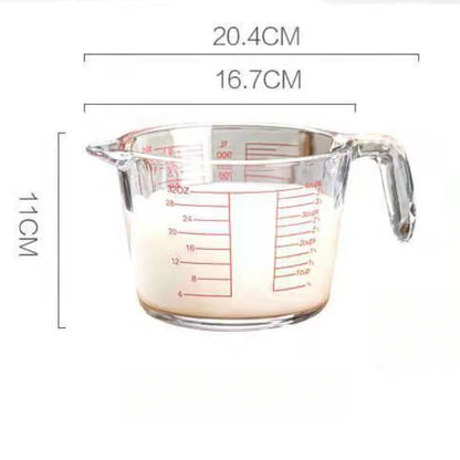 Verre Doseur en Verre 350 500 1000ml avec poignée et graduations rouges pour cuisine précise