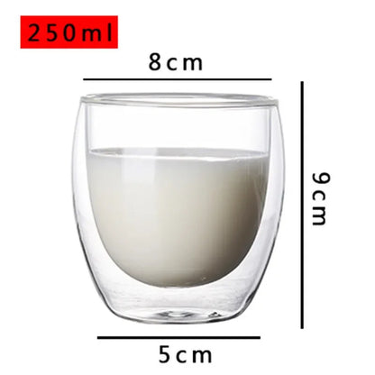 Verre Double Paroi de 250ml avec design moderne et capacité de 8cm de large et 9cm de haut