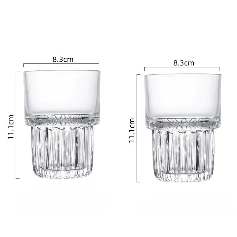 Verres à eau striés – Lot de 2 en verre transparent avec un design élégant et moderne