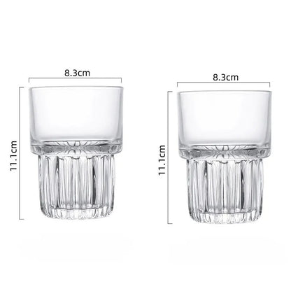 Verres à eau striés – Lot de 2 en verre transparent avec un design élégant et moderne