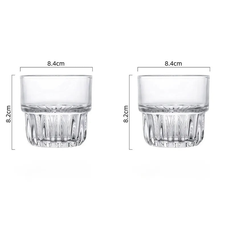 Verres à eau striés – Lot de 2 en verre élégant, parfaits pour servir des boissons à la maison