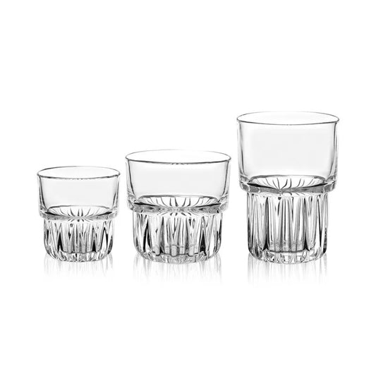 Verres à eau striés – Lot de 2 en verre transparent avec motifs élégants pour servir des boissons