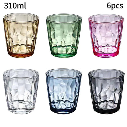 Set de 6 verres à table en verre transparent réutilisables et éco, 310ml, design coloré et moderne