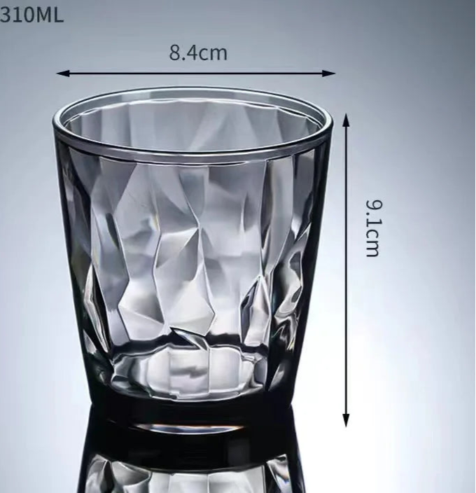 Verres à Table en Verre Transparent de 310ml, 8,4cm de large et 9,1cm de haut, réutilisables et éco