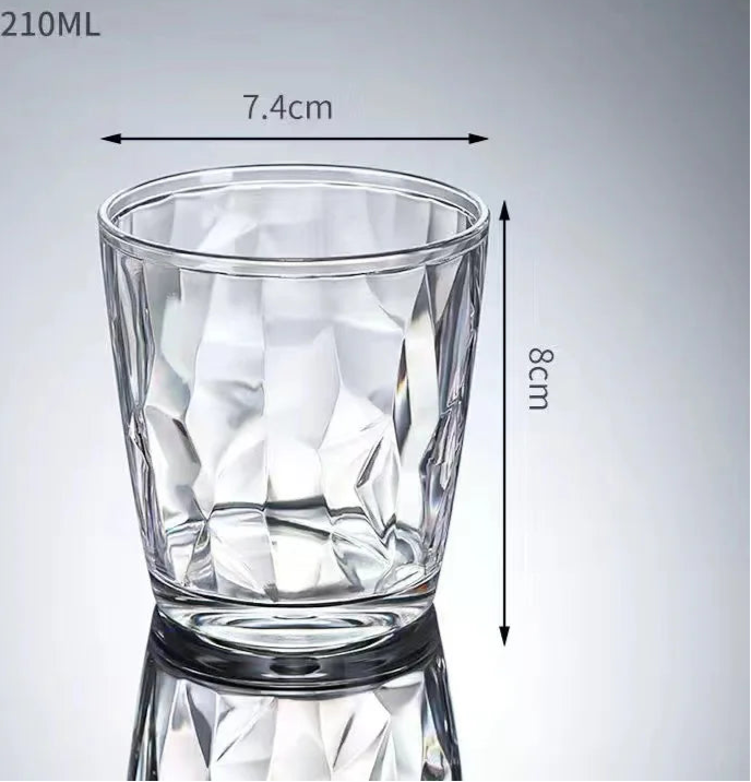Verres à Table en Verre Transparent – Réutilisables & Éco, 210ML avec dimensions de 7.4cm de diamètre et 8cm de hauteur