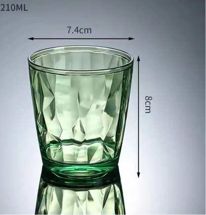 Verres à Table en Verre Transparent avec design facetté, réutilisables et éco, capacité de 210ML