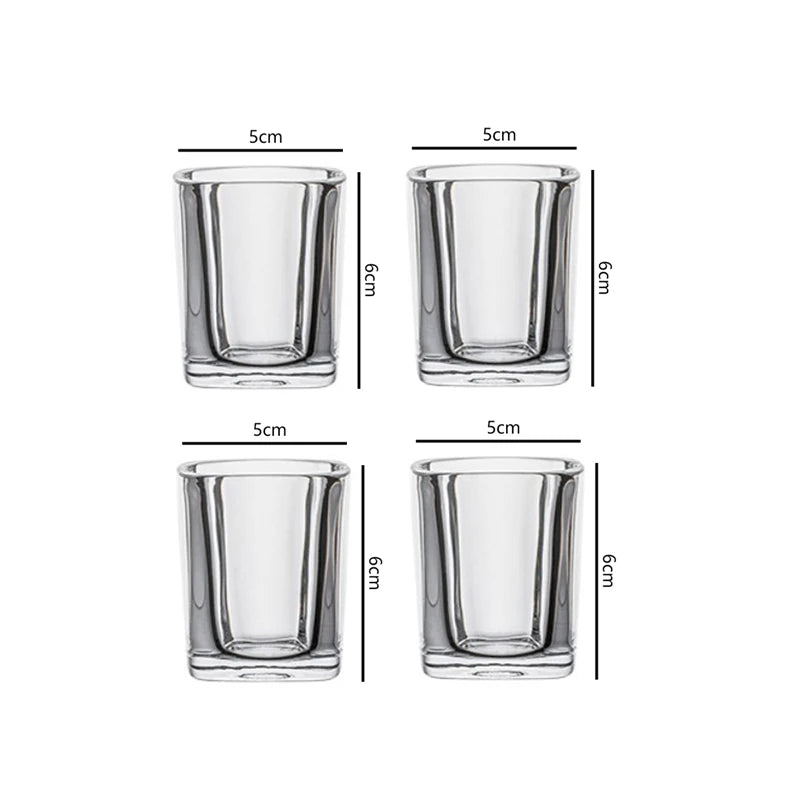Ensemble de 4 verres à vin & whisky en verre transparent de 6 cm de haut et 5 cm de diamètre