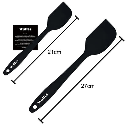 Ensemble de 2 spatules en silicone WALFOS noires, parfaites pour la cuisson et le mélange des aliments.