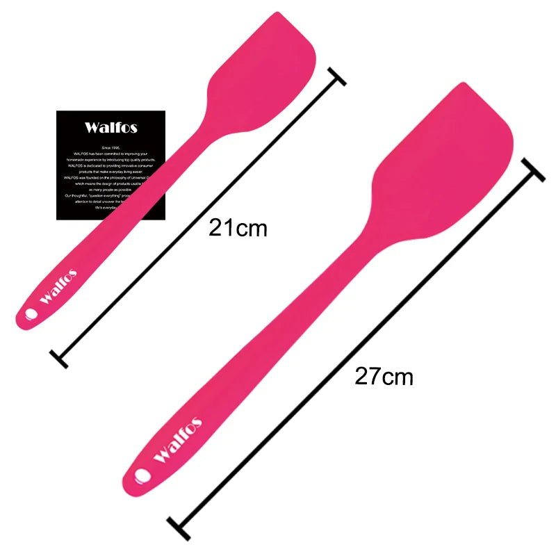 2 Spatules en silicone WALFOS en rose, une de 21cm et l'autre de 27cm, idéales pour la cuisine