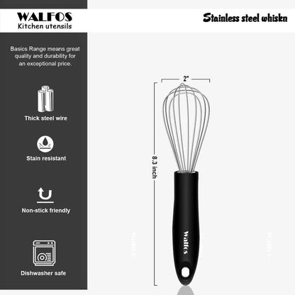 Fouet de cuisine inox Walfos professionnel avec manche ergonomique et design résistant pour une utilisation quotidienne
