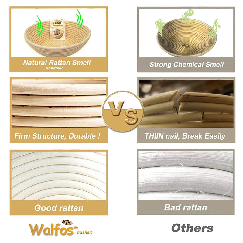 Comparaison de la qualité du Panier Fermentation en Rotin Naturel pour Pain avec d'autres paniers