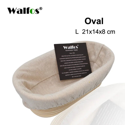 Panier Fermentation en Rotin Naturel pour Pain oval avec étiquette de produit de la marque Walfos