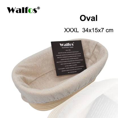 Panier Fermentation en Rotin Naturel pour Pain ovale de 34x15x7 cm avec étiquette d'instructions