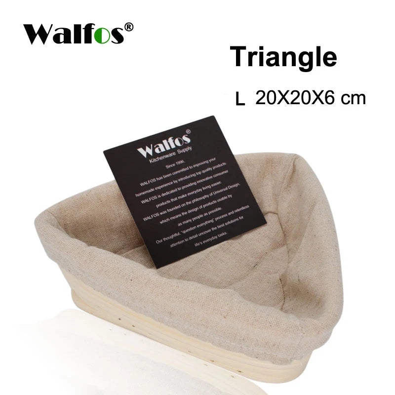 Panier Fermentation en Rotin Naturel pour Pain avec un design triangulaire et une doublure en lin beige