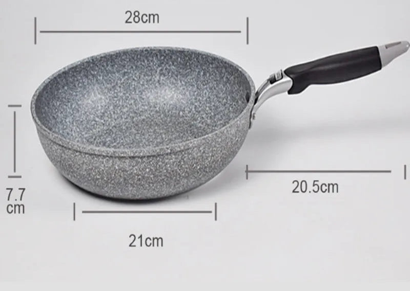 Poêle Antiadhésive Walfos – 28cm en granit gris avec poignée noire ergonomique pour cuisson facile