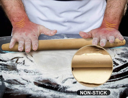 Rouleau à Pâtisserie WALFOS – Bois de Hêtre Naturel Durable utilisé pour étaler la pâte sans coller
