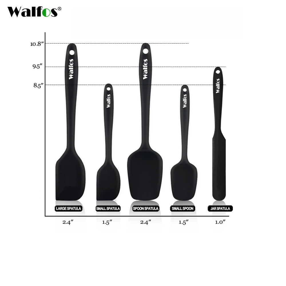 Spatules Silicone Pro Haute Température noires de différentes tailles pour cuisine professionnelle