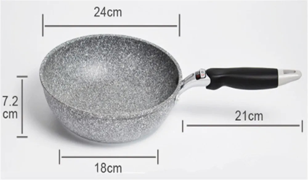 Wok antiadhésif en pierre 24/28 cm – Tous feux induction avec un design léger et un manche ergonomique