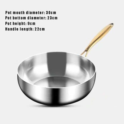 Wok en Acier Inoxydable 316 Compatible Induction pour une Cuisson Saine avec dimensions de 30cm en haut