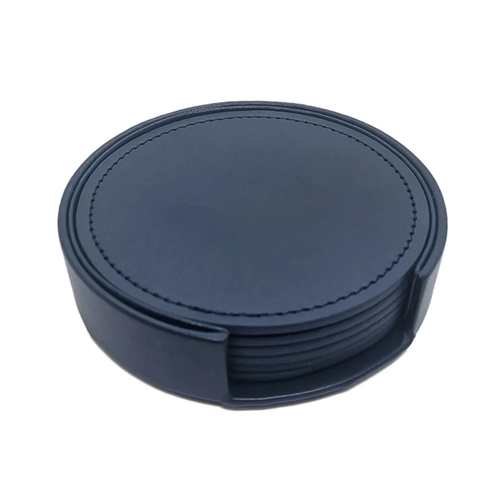 Sous-verres en cuir WOTOR – Lot de 6, Imperméables & Chics dans un support