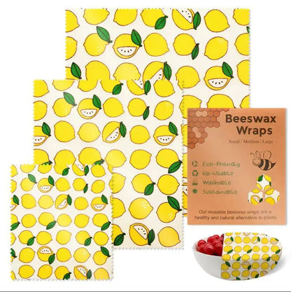 Wrap Alimentaire en Cire d’Abeille – Zéro Déchet avec motif citron jaune écologique et réutilisable