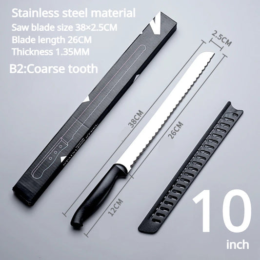 Couteau à Pain Zackoo – Lame Dentelée Inox 2 Tailles avec manche noir et étui de protection